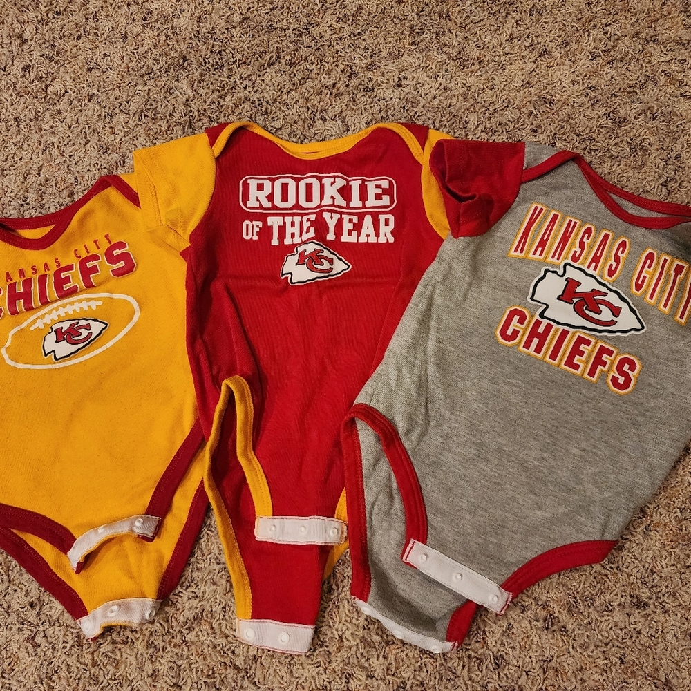 Set of 3 Kansas City Chiefs onesies